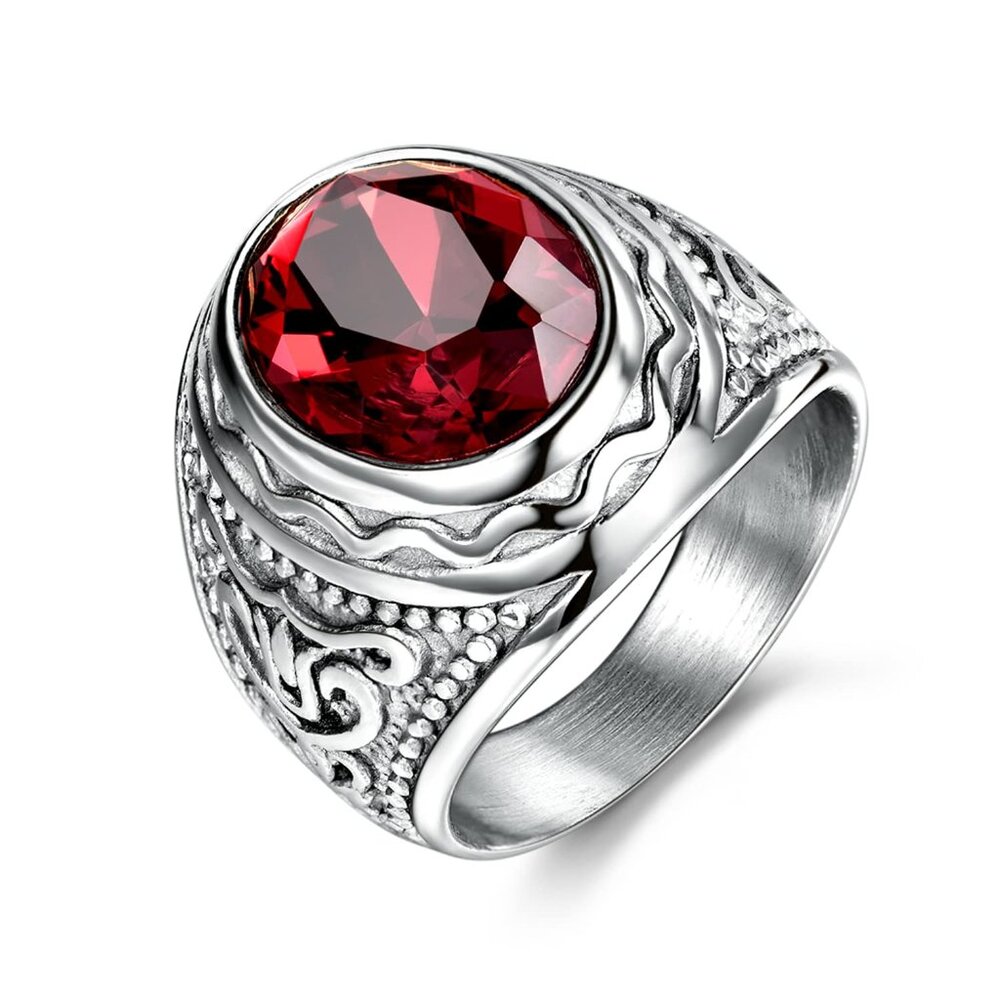 Stainless Steel Gothic Retro Ring Engraved Band Size 10 Fashion Jewelry